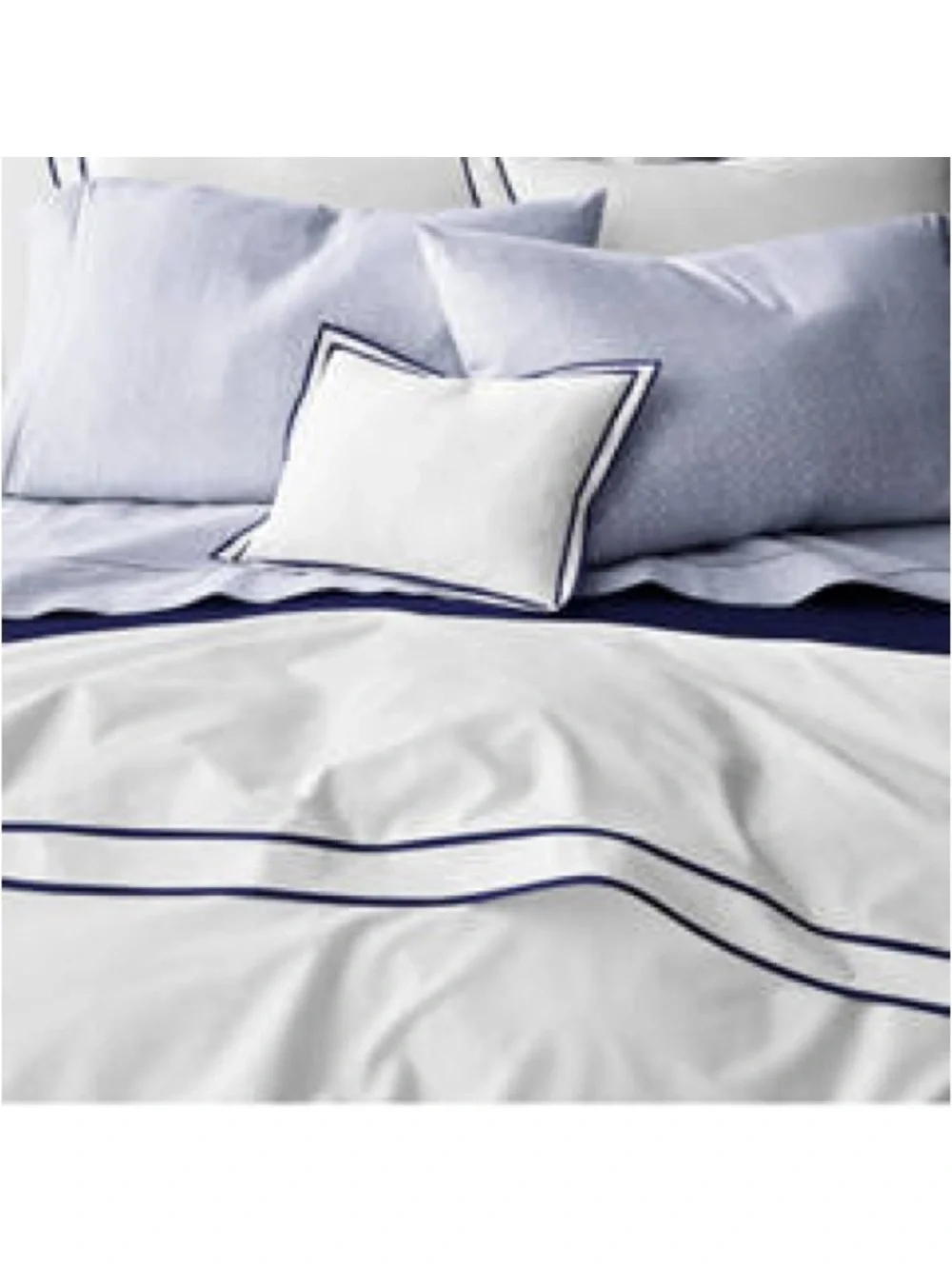 Lauren Ralph Lauren Spencer Sateen Border King Duvet Cover in White/Navy NEW